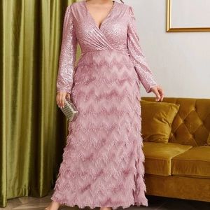 Plus Contrast Sequin Fringe Detail Dress